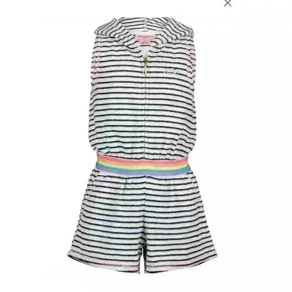 Juicy Couture Girls Striped Hooded Romper, size 4 - Picture 1 of 11